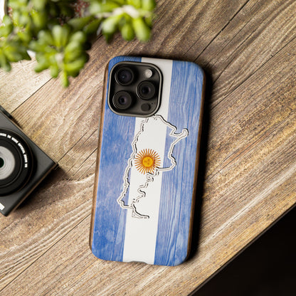 Argentina Flag Phone Case Samsung Tough Protective Cover Argentinean Pride Hard Plastic Map Argentinian Design Argentina Souvenir Wood Design Style