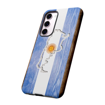 Argentina Flag Phone Case Samsung Tough Protective Cover Argentinean Pride Hard Plastic Map Argentinian Design Argentina Souvenir Wood Design Style