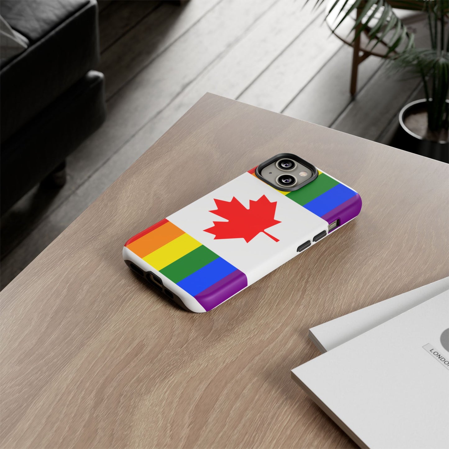 Pride Flag Phone Case -Tough Cases for LGBTQ+ Supporters Canada Theme Rainbow Design Colorful Accessories Birthday Gift
