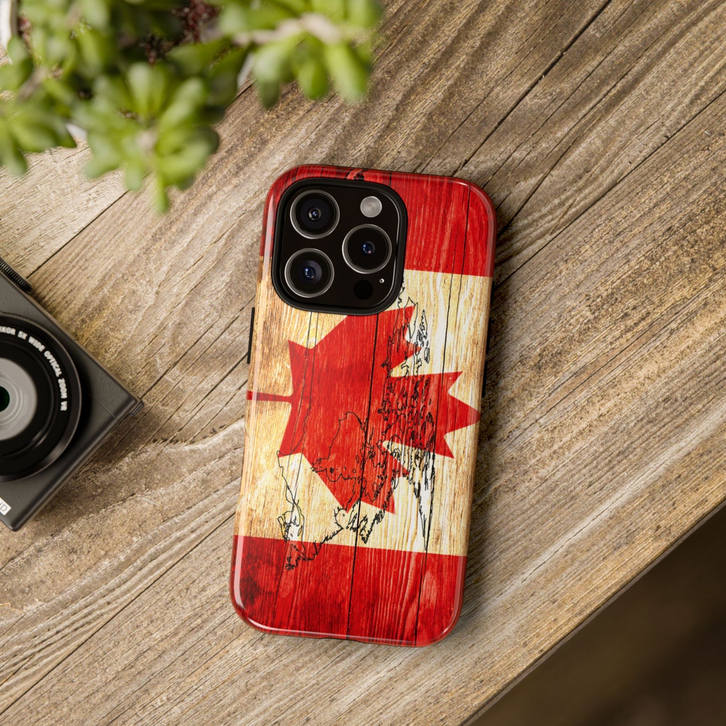 Canadian Flag and Map Tough Phone CasePatriotic Impact-Resistant Cover Image Transfer UV Protected for Outdoor Durability Ideal for Holidays