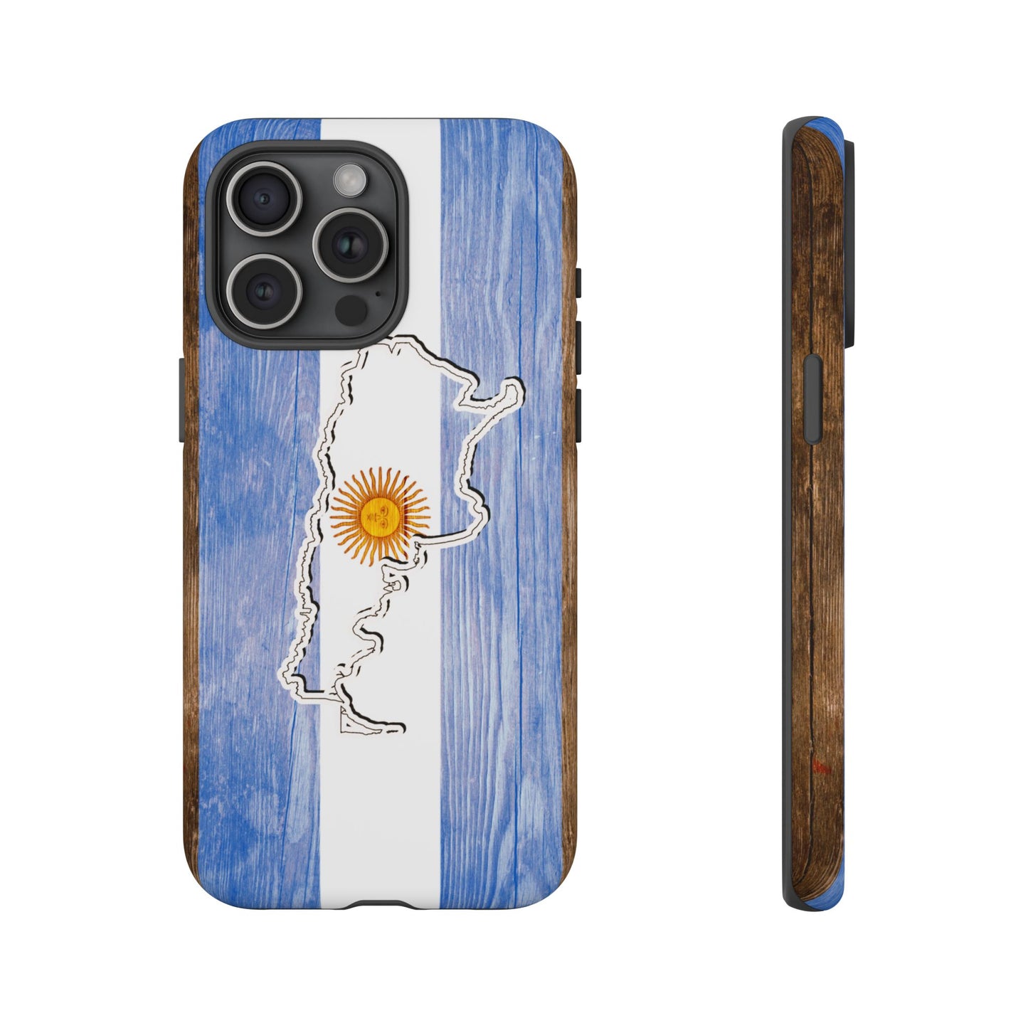 Argentina Flag Phone Case Samsung Tough Protective Cover Argentinean Pride Hard Plastic Map Argentinian Design Argentina Souvenir Wood Design Style