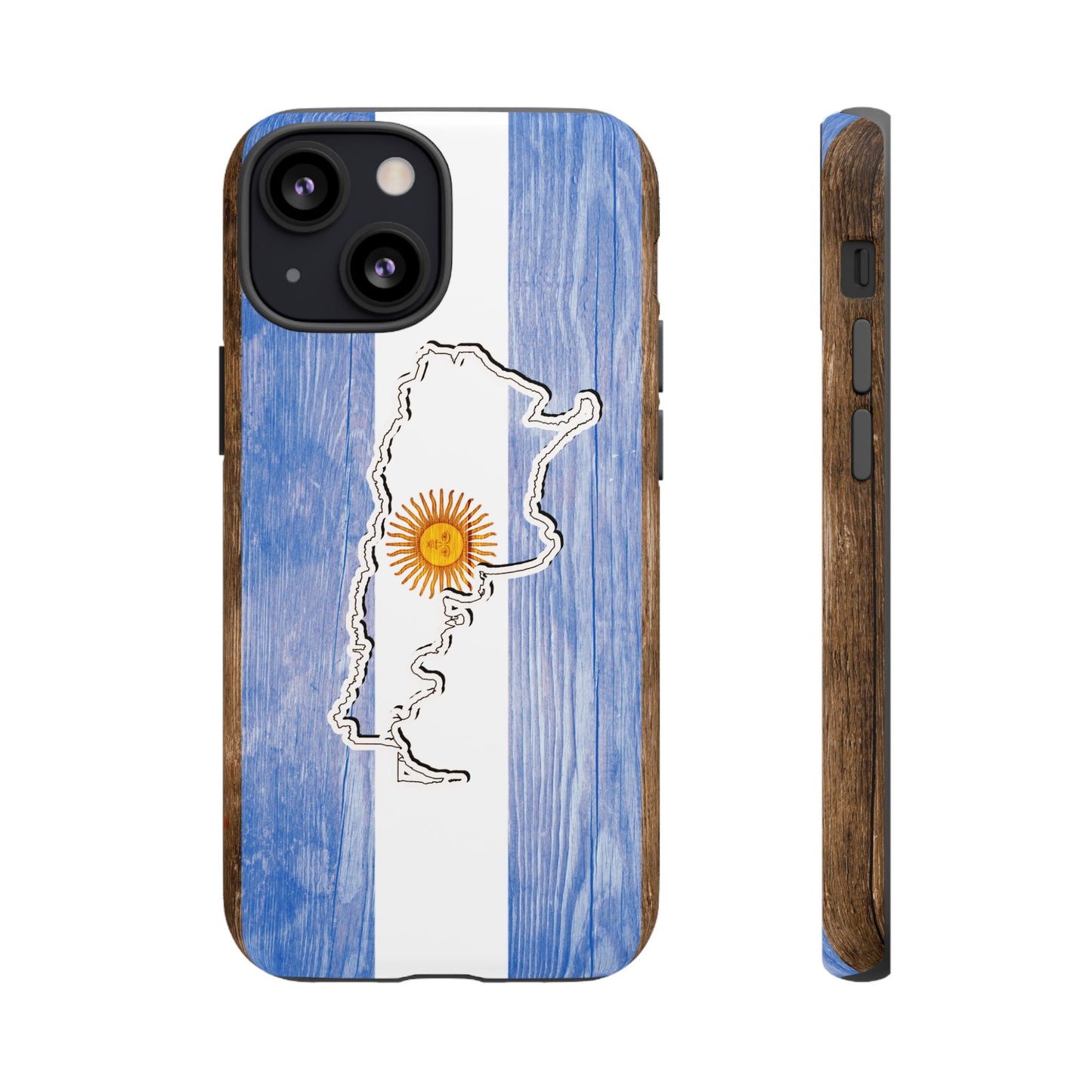Argentina Flag Phone Case Samsung Tough Protective Cover Argentinean Pride Hard Plastic Map Argentinian Design Argentina Souvenir Wood Design Style