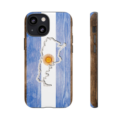 Argentina Flag Phone Case Samsung Tough Protective Cover Argentinean Pride Hard Plastic Map Argentinian Design Argentina Souvenir Wood Design Style