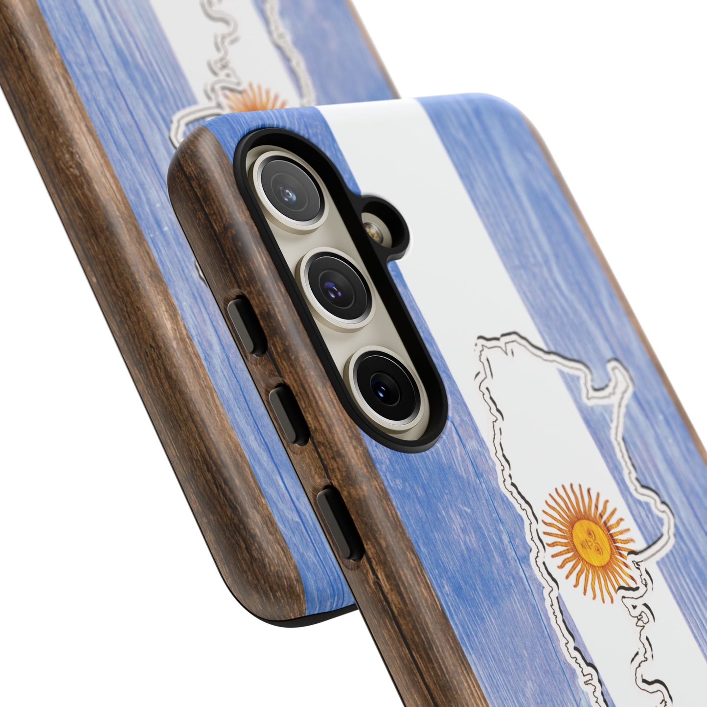 Argentina Flag Phone Case Samsung Tough Protective Cover Argentinean Pride Hard Plastic Map Argentinian Design Argentina Souvenir Wood Design Style