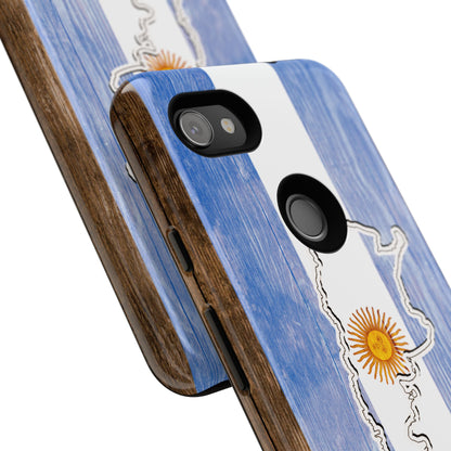 Argentina Flag Phone Case Samsung Tough Protective Cover Argentinean Pride Hard Plastic Map Argentinian Design Argentina Souvenir Wood Design Style
