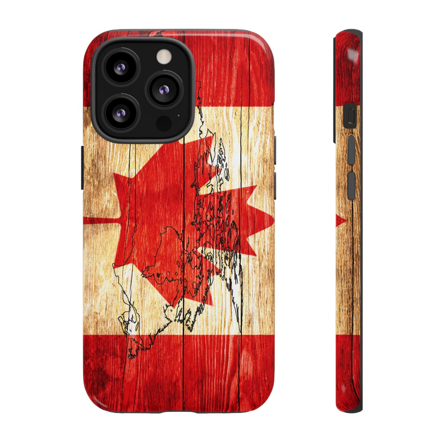 Canadian Flag and Map Tough Phone CasePatriotic Impact-Resistant Cover Image Transfer UV Protected for Outdoor Durability Ideal for Holidays