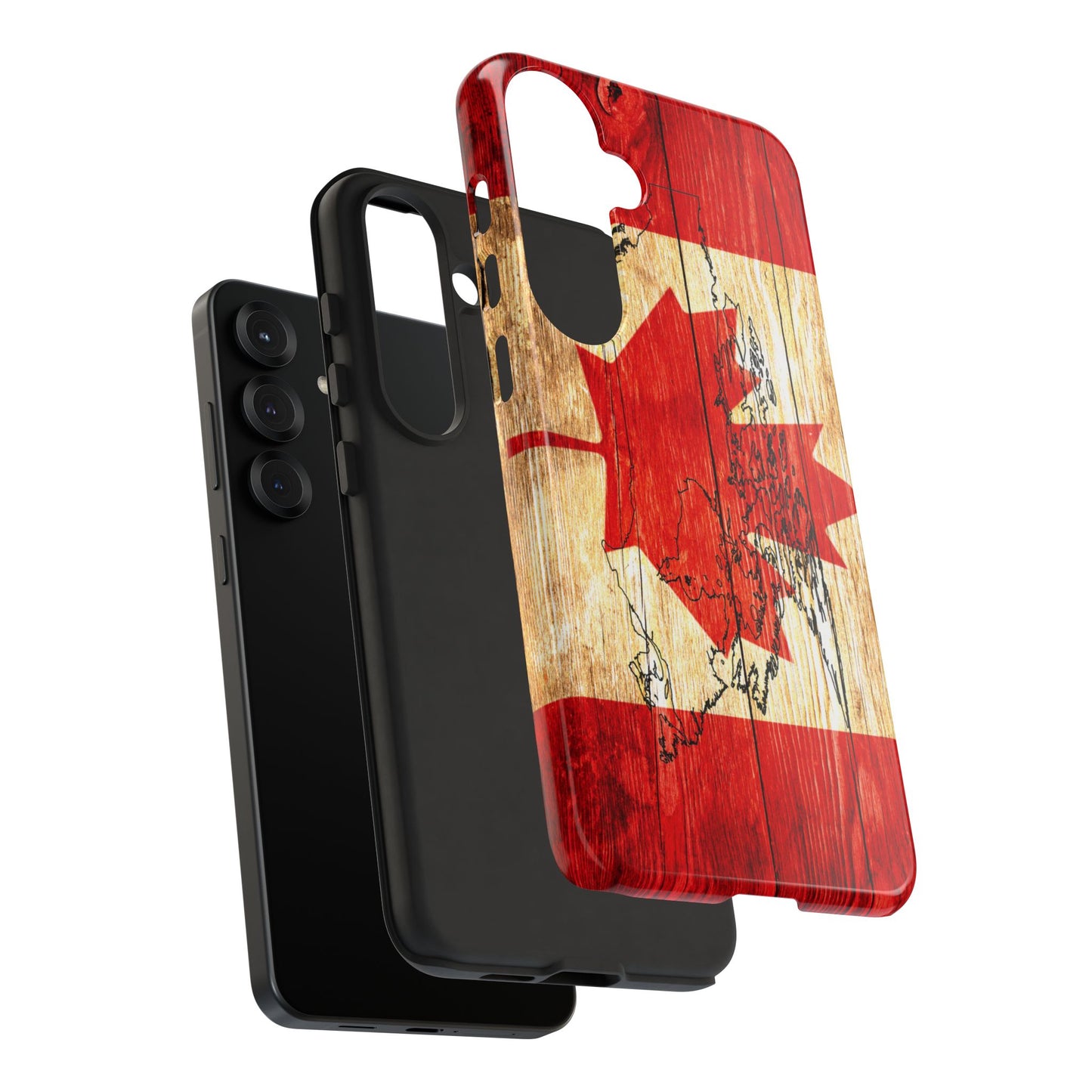 Canadian Flag and Map Tough Phone CasePatriotic Impact-Resistant Cover Image Transfer UV Protected for Outdoor Durability Ideal for Holidays