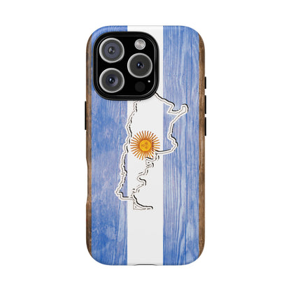 Argentina Flag Phone Case Samsung Tough Protective Cover Argentinean Pride Hard Plastic Map Argentinian Design Argentina Souvenir Wood Design Style
