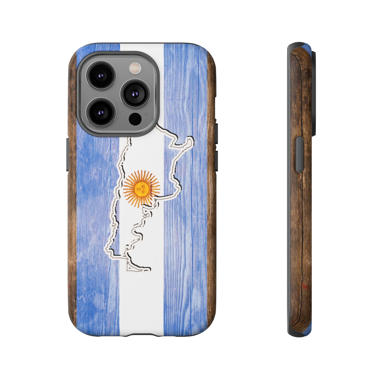 Argentina Flag Phone Case Samsung Tough Protective Cover Argentinean Pride Hard Plastic Map Argentinian Design Argentina Souvenir Wood Design Style