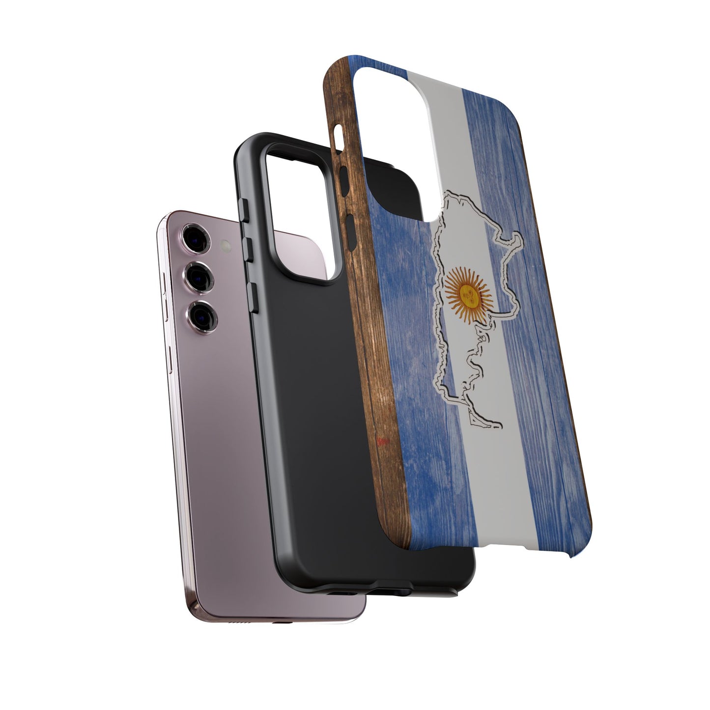 Argentina Flag Phone Case Samsung Tough Protective Cover Argentinean Pride Hard Plastic Map Argentinian Design Argentina Souvenir Wood Design Style
