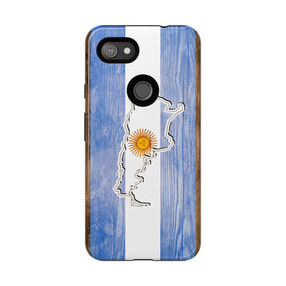 Argentina Flag Phone Case Samsung Tough Protective Cover Argentinean Pride Hard Plastic Map Argentinian Design Argentina Souvenir Wood Design Style
