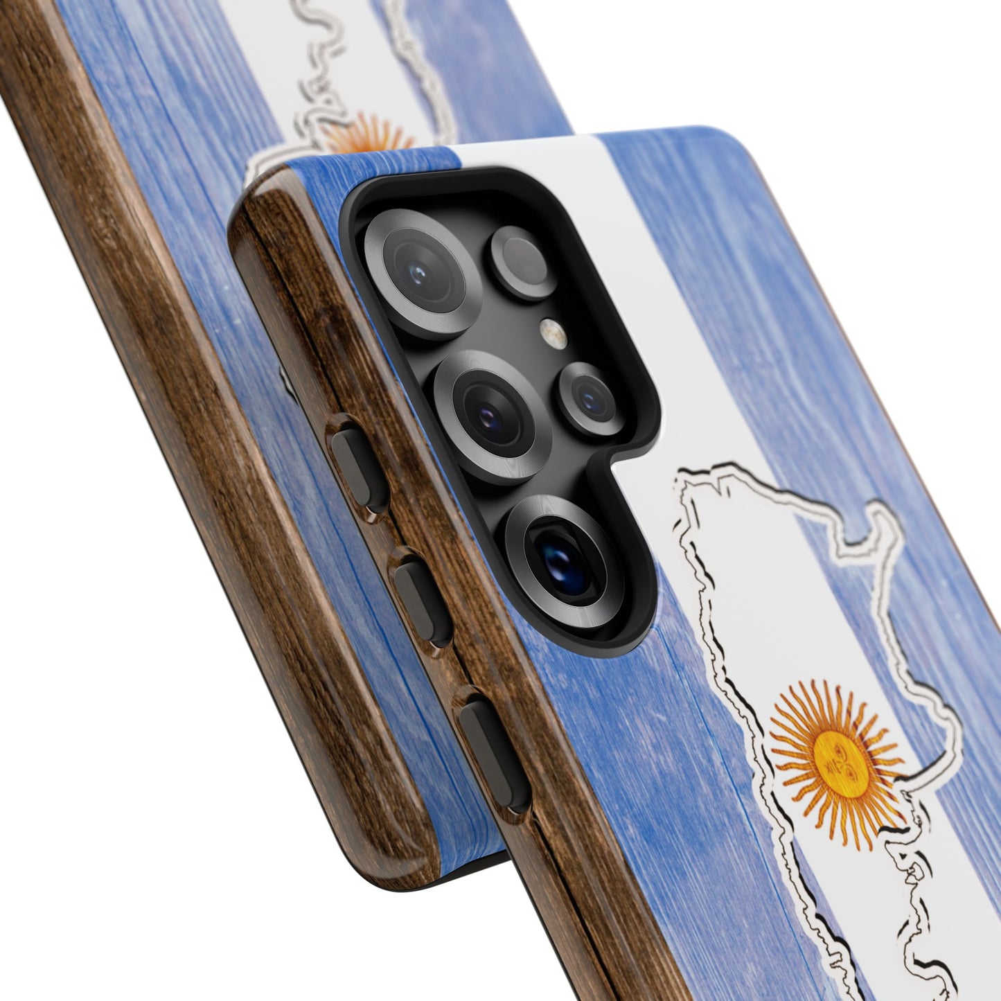 Argentina Flag Phone Case Samsung Tough Protective Cover Argentinean Pride Hard Plastic Map Argentinian Design Argentina Souvenir Wood Design Style