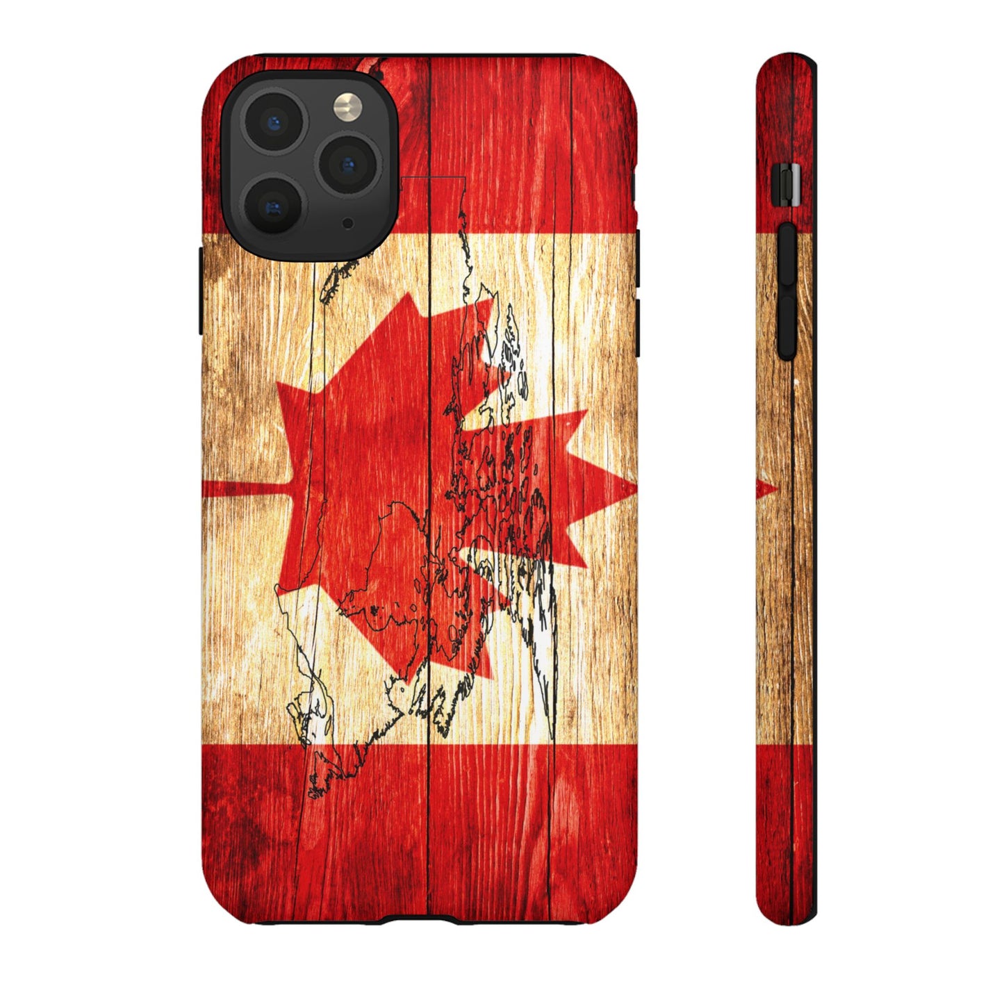 Canadian Flag and Map Tough Phone CasePatriotic Impact-Resistant Cover Image Transfer UV Protected for Outdoor Durability Ideal for Holidays