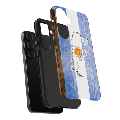 Argentina Flag Phone Case Samsung Tough Protective Cover Argentinean Pride Hard Plastic Map Argentinian Design Argentina Souvenir Wood Design Style