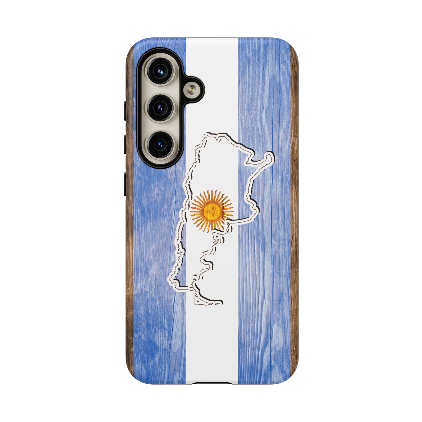Argentina Flag Phone Case Samsung Tough Protective Cover Argentinean Pride Hard Plastic Map Argentinian Design Argentina Souvenir Wood Design Style