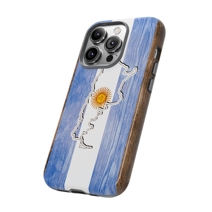 Argentina Flag Phone Case Samsung Tough Protective Cover Argentinean Pride Hard Plastic Map Argentinian Design Argentina Souvenir Wood Design Style