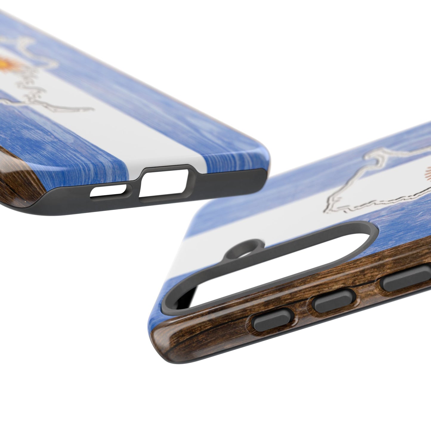 Argentina Flag Phone Case Samsung Tough Protective Cover Argentinean Pride Hard Plastic Map Argentinian Design Argentina Souvenir Wood Design Style