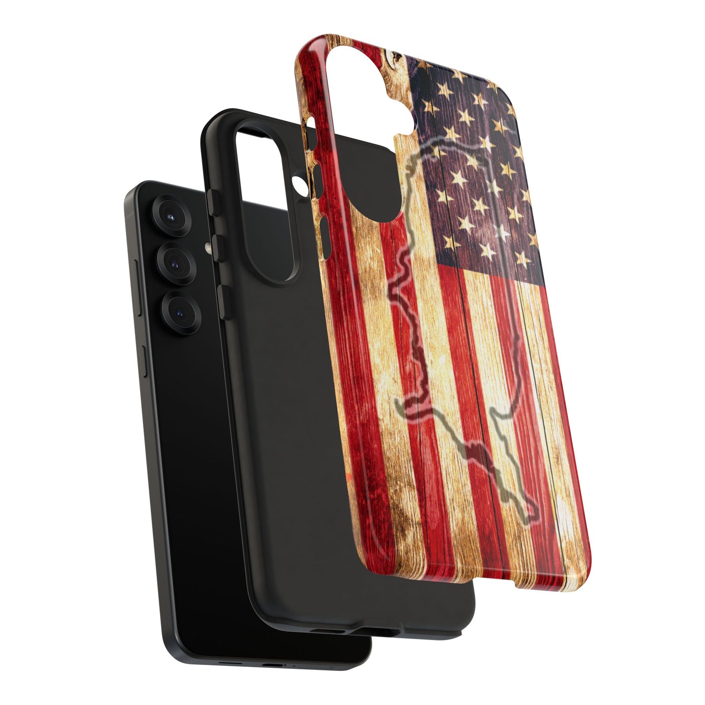 USA flag & map tough phone case for iPhone Samsung Google Patriotic impact-resistant cover with UV protection and shock absorption USA Flag