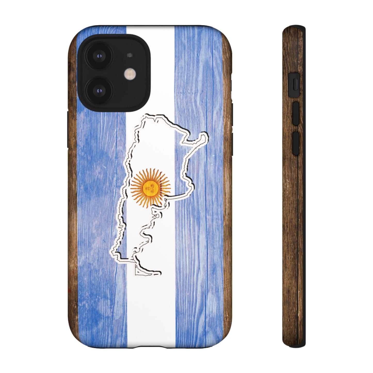 Argentina Flag Phone Case Samsung Tough Protective Cover Argentinean Pride Hard Plastic Map Argentinian Design Argentina Souvenir Wood Design Style