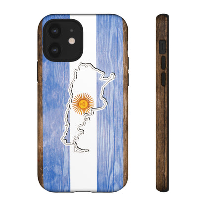 Argentina Flag Phone Case Samsung Tough Protective Cover Argentinean Pride Hard Plastic Map Argentinian Design Argentina Souvenir Wood Design Style
