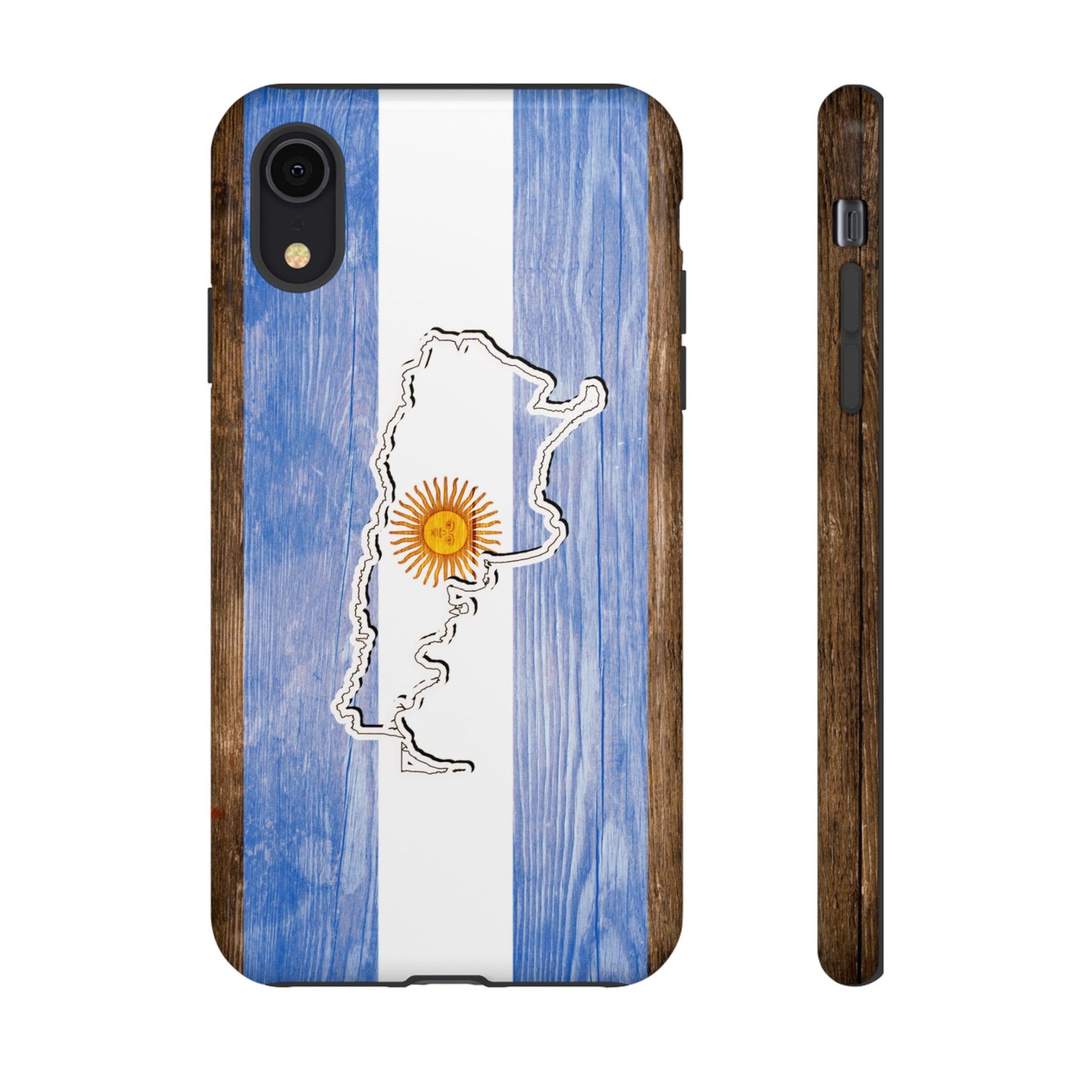 Argentina Flag Phone Case Samsung Tough Protective Cover Argentinean Pride Hard Plastic Map Argentinian Design Argentina Souvenir Wood Design Style