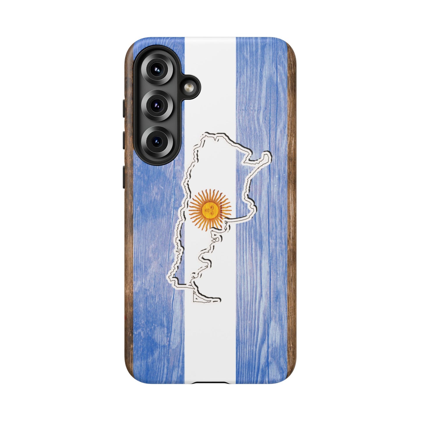 Argentina Flag Phone Case Samsung Tough Protective Cover Argentinean Pride Hard Plastic Map Argentinian Design Argentina Souvenir Wood Design Style