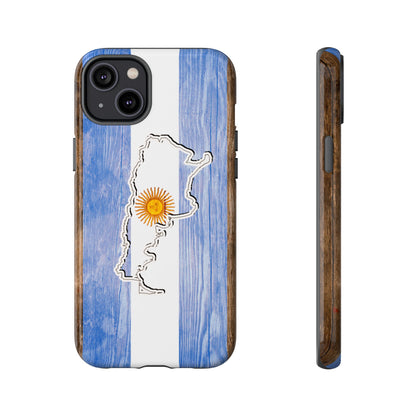 Argentina Flag Phone Case Samsung Tough Protective Cover Argentinean Pride Hard Plastic Map Argentinian Design Argentina Souvenir Wood Design Style