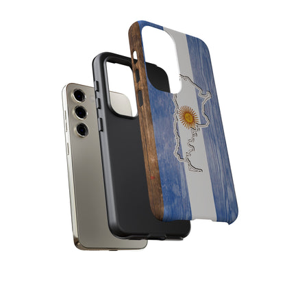Argentina Flag Phone Case Samsung Tough Protective Cover Argentinean Pride Hard Plastic Map Argentinian Design Argentina Souvenir Wood Design Style