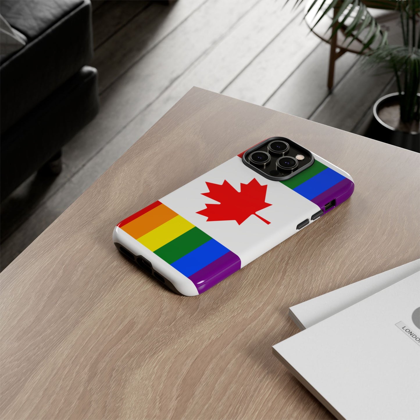 Pride Flag Phone Case -Tough Cases for LGBTQ+ Supporters Canada Theme Rainbow Design Colorful Accessories Birthday Gift