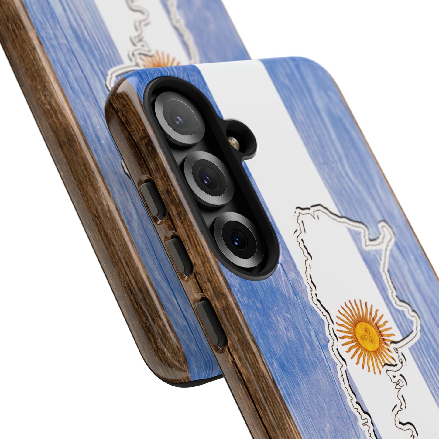 Argentina Flag Phone Case Samsung Tough Protective Cover Argentinean Pride Hard Plastic Map Argentinian Design Argentina Souvenir Wood Design Style