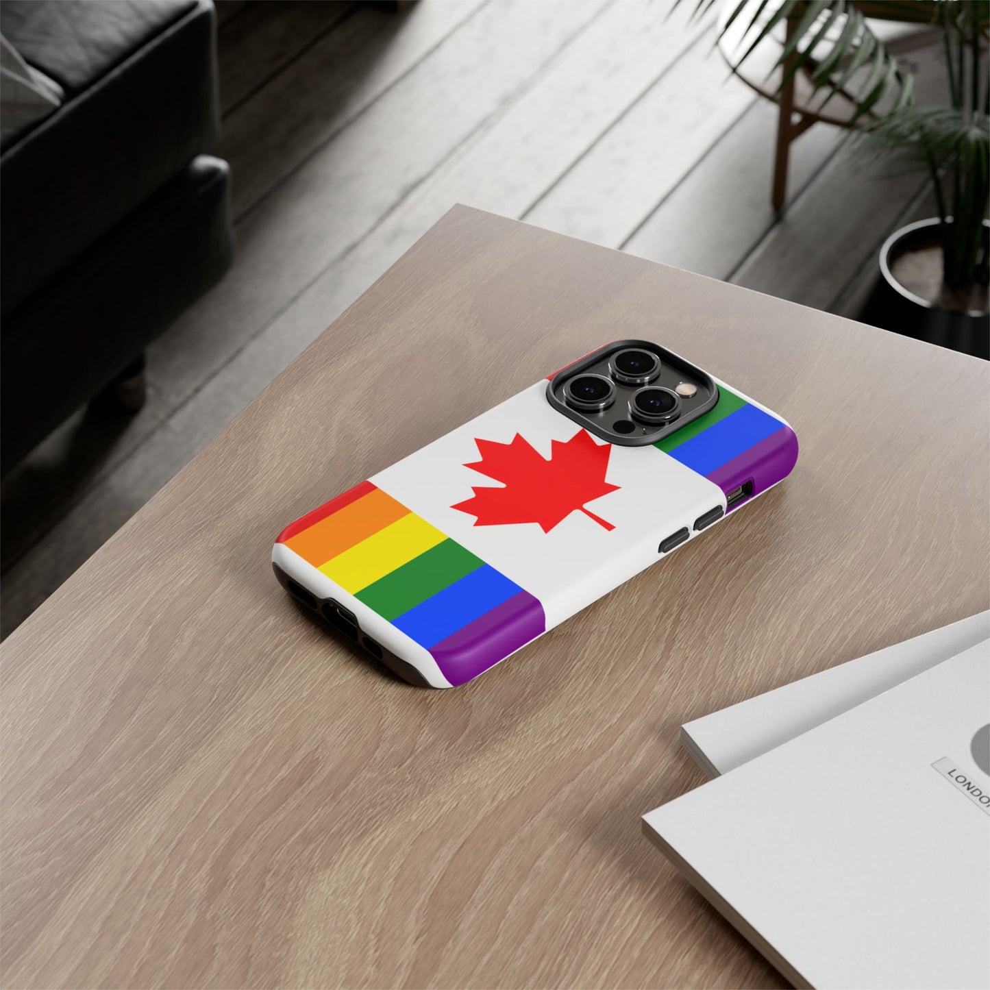 Pride Flag Phone Case -Tough Cases for LGBTQ+ Supporters Canada Theme Rainbow Design Colorful Accessories Birthday Gift
