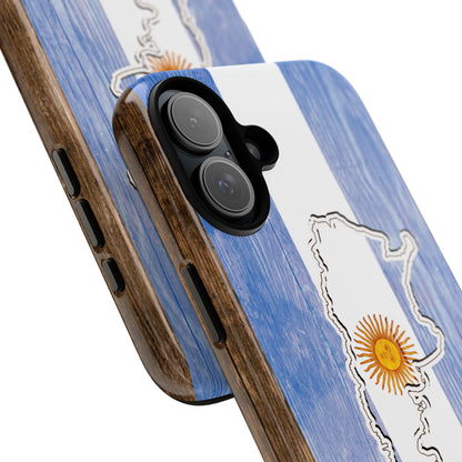 Argentina Flag Phone Case Samsung Tough Protective Cover Argentinean Pride Hard Plastic Map Argentinian Design Argentina Souvenir Wood Design Style