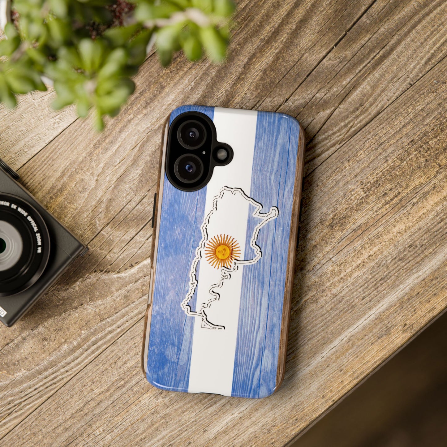 Argentina Flag Phone Case Samsung Tough Protective Cover Argentinean Pride Hard Plastic Map Argentinian Design Argentina Souvenir Wood Design Style