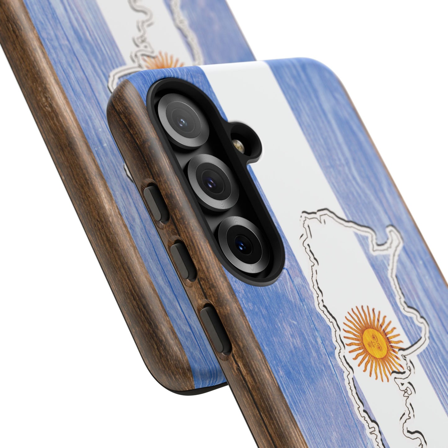 Argentina Flag Phone Case Samsung Tough Protective Cover Argentinean Pride Hard Plastic Map Argentinian Design Argentina Souvenir Wood Design Style
