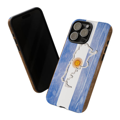 Argentina Flag Phone Case Samsung Tough Protective Cover Argentinean Pride Hard Plastic Map Argentinian Design Argentina Souvenir Wood Design Style