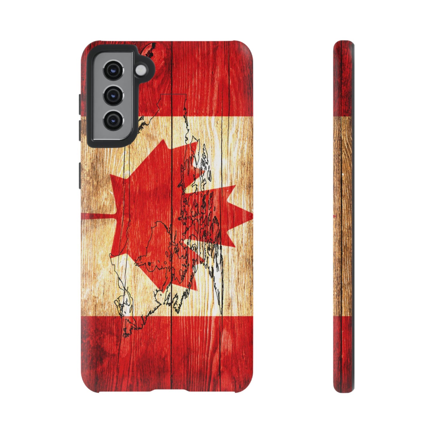 Canadian Flag and Map Tough Phone CasePatriotic Impact-Resistant Cover Image Transfer UV Protected for Outdoor Durability Ideal for Holidays