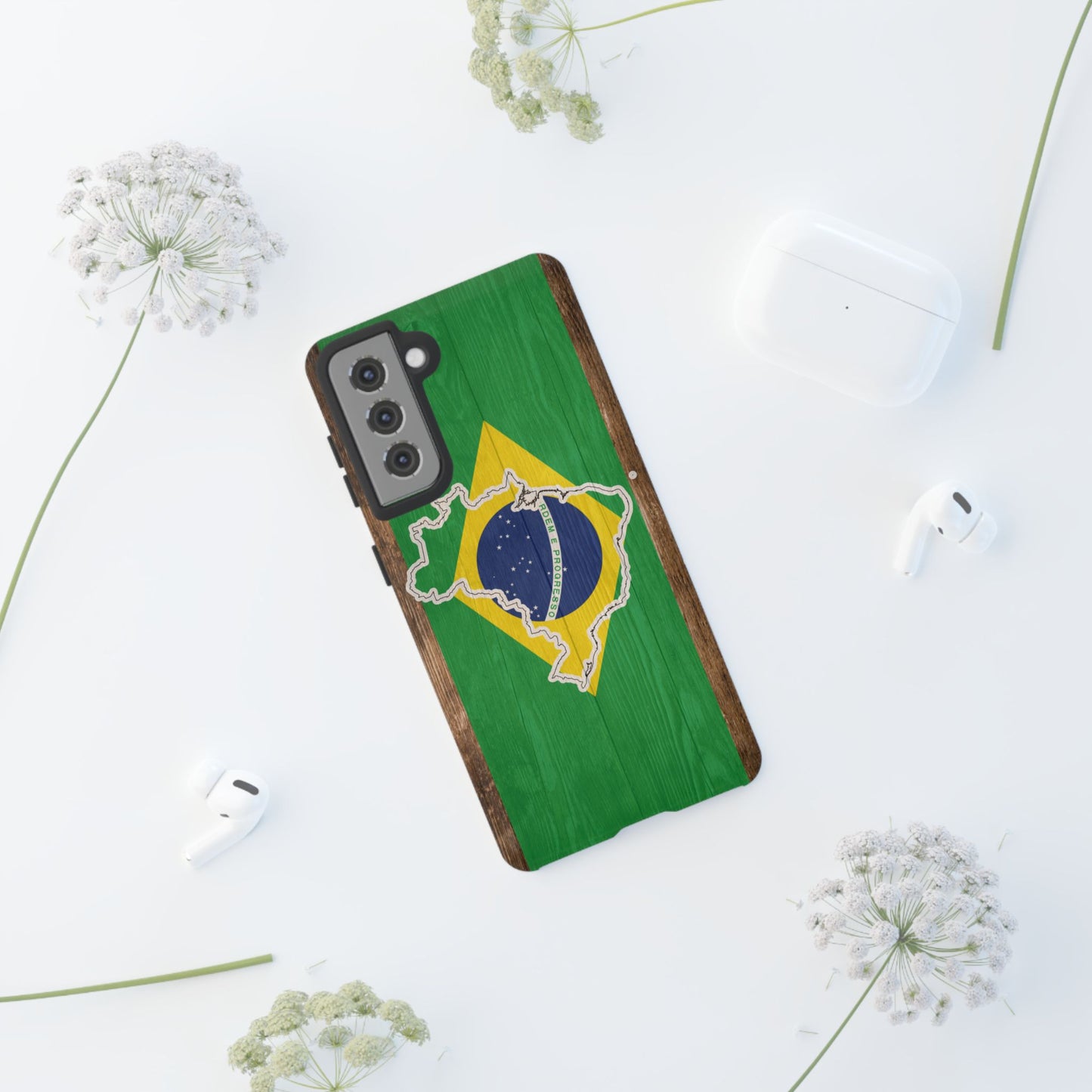 Brazil Flag Phone Map Case Protective Tough Cover Flag of Brazil Samsung Brazilian Pride Hard Plastic Back Brazil Flag Cover