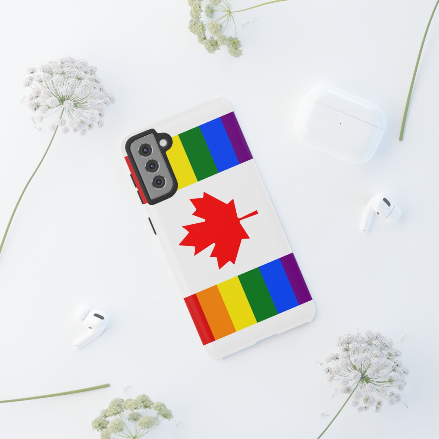 Pride Flag Phone Case -Tough Cases for LGBTQ+ Supporters Canada Theme Rainbow Design Colorful Accessories Birthday Gift