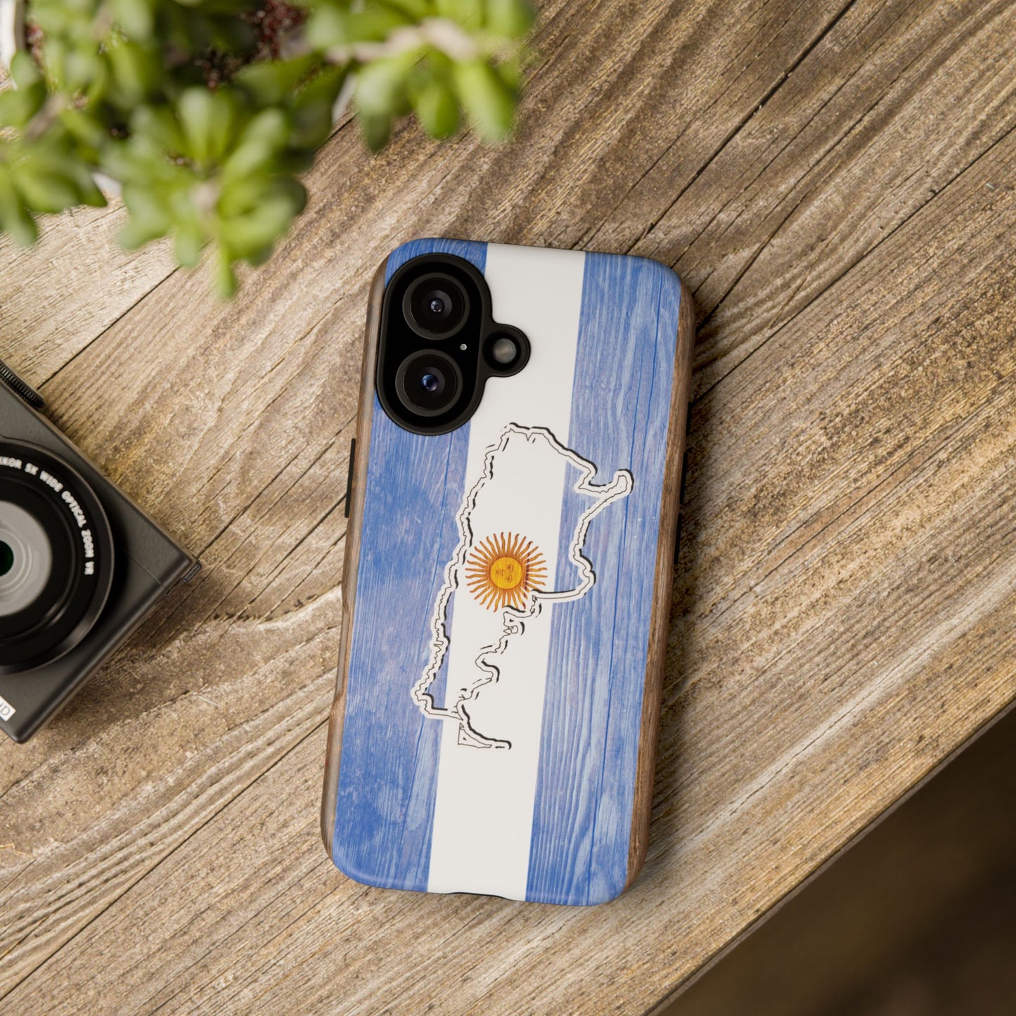 Argentina Flag Phone Case Samsung Tough Protective Cover Argentinean Pride Hard Plastic Map Argentinian Design Argentina Souvenir Wood Design Style