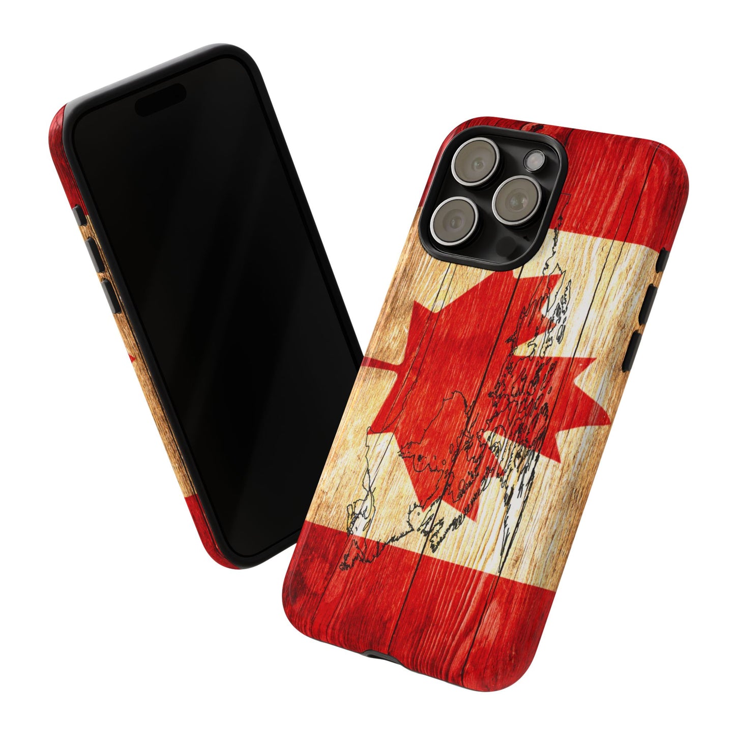 Canadian Flag and Map Tough Phone CasePatriotic Impact-Resistant Cover Image Transfer UV Protected for Outdoor Durability Ideal for Holidays