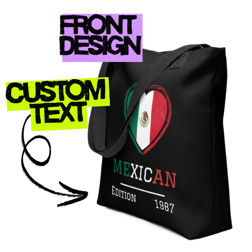 Custom Mexican Flag Tote Bag, Eco-Friendly Handmade Bag, Ideal for Casual Use or Gift for Mexico Lovers