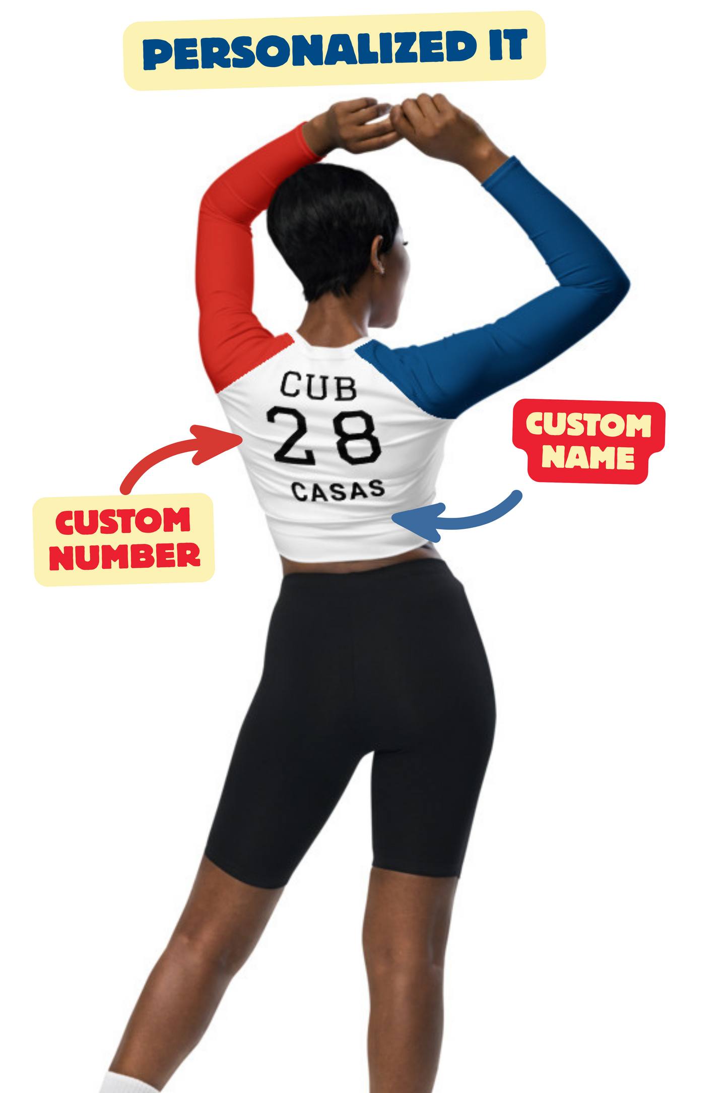 Custom Text Cuban Flag Crop Top Long Sleeve Eco-Friendly Recycled Polyester Shirt Lightweight Patriotic Tee Personalized Shirt Cuba Caribbean Style